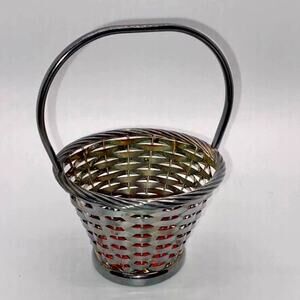 Easter Basket Newport Woven Metal Silver Plate Easter/Spring Decor